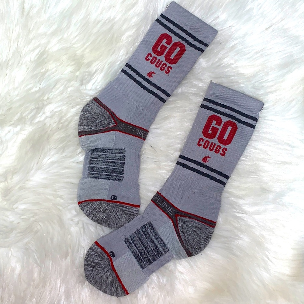 strideline Washington state university cougars grey & crimson socks Sz S womens
